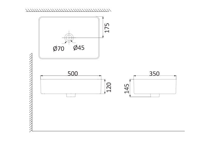 Раковина накладная Creo Ceramique Pau PU3500 (HDA055) белый  